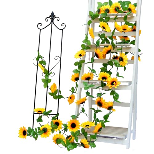 4 Piezas Girasoles Artificiales Guirnalda, 2,4m Enredaderas Artificiales, Flores Artificiales, Seda Flores Artificiales, Para Boda Decoración De Mesa, Decoración De Balcón De Fiesta De Jardín