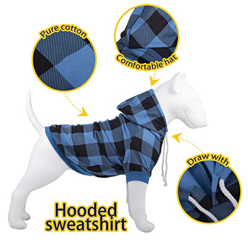 Hozz Dog Clothes Black Buffalo Plaid Trendy Dog Hoodie Sweatshirt Black L #TOP7