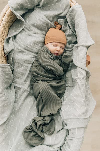 Image of Mebie Baby Desert Sage Muslin Swaddle, Modern and Neutral Swaddle Blanket for Baby Girl or Boy, Soft Baby Blankets, Newborn Swaddle Blanket, 0-3 Month, Comfy Wrap, Baby Essentials & Gifts