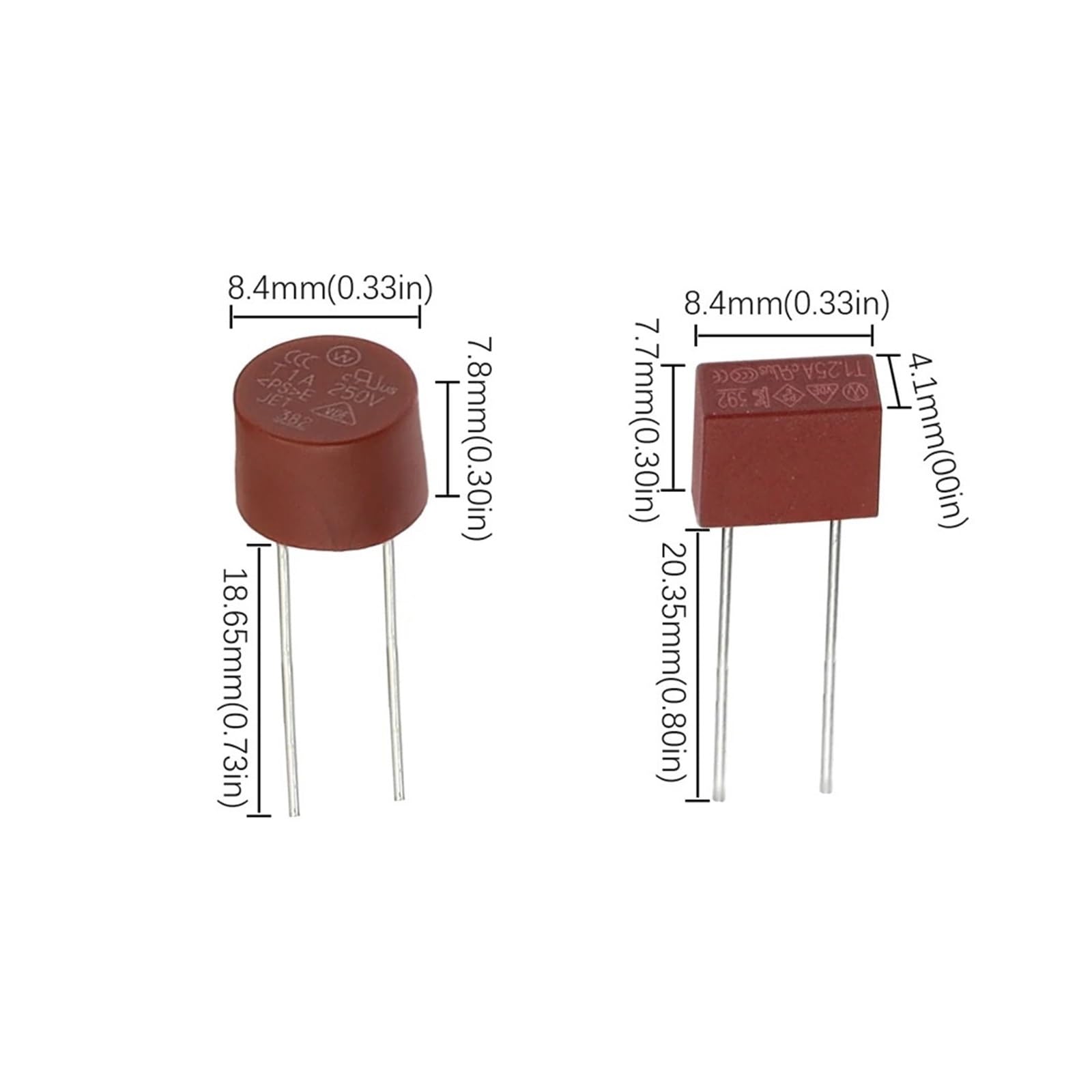 Fusibile rotondo ad azione lenta 500mA 1A 2A 2.5A 3.15A 4A 5A 6.3A 8A 10A 250V 382 TV LCD in plastica 392 Quadrato(392 Fuse,10PCS,T2A)