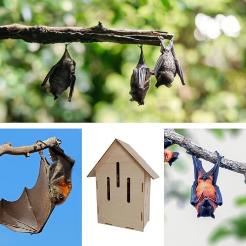 Wood Bat House, Outdoor Animal Habitat, 12x8 Inches Garden Shelter with Ventilation Design, Bat Shelter, Wildlife Habitat with Durable Build, Bats House for Backyard and Orchard - Thumbnail 5