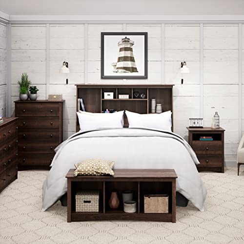 Prepac Espresso Full/Queen Tall Slant-Back Bookcase Headboard #TOP7
