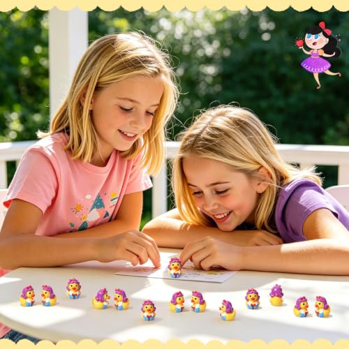 Image of 50 Pcs Princess Ducks Toy Figures, Mini Resin Ducks Bulk | Tiny Duck Figurine Dress up Game Toy for Party Favors (Princess Duck)