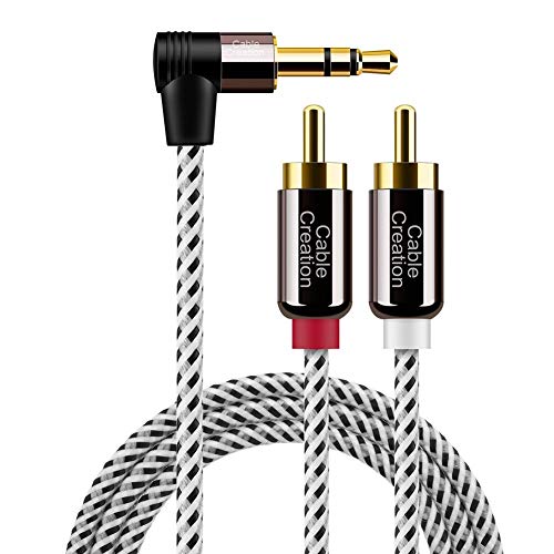 3.5mm to RCA Cable,CableCreation 3 Feet Angle 3.5mm Male to 2RCA Male Auxiliary