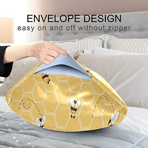 Satin Pillowcase For Hair And Skin Silkly Decorative Pillow Sham With Envelope Closure Pillow Cover (20X30In, Yellow Honeycomb Bee) #TOP6
