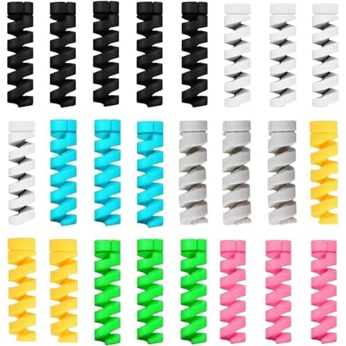 BAJRANGZ 25 Pcs Spiral Cable Protectors & Wire Protectors Spring Wire for All Wired Accessories for USB Charger, Data Cable, Headphones, MacBook, Laptop, Elastic Cord Saver (Multi-Color)