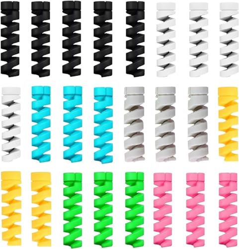 Image of Sounce 25 Pcs Spiral Cable Protector & Wire Protector Spring Wire for Wired Accessories for USB Cable, Data Cable, Headphones, MacBook, Laptop, Elastic Cord Saver (Multi-Color)