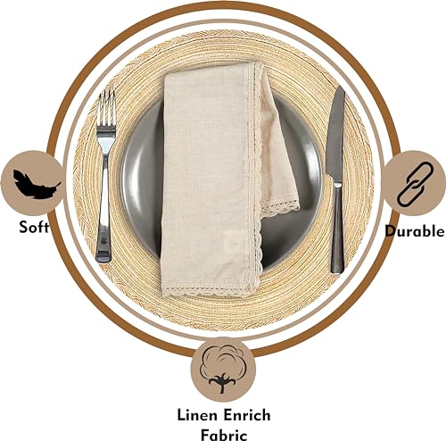 Servilletas de Tela Beige Rectangulares 20x20 Pulgadas Paquete 12 miniatura 6