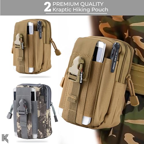 Image of Kraptick Multi-Purpose Water Resistant Waist Bag with Dual Compartment, Waist Bag Mobile Phone Holder, Waist Pack for Men, Women Camping Hiking Pouch (Grey & Beige) (Combo of 2)