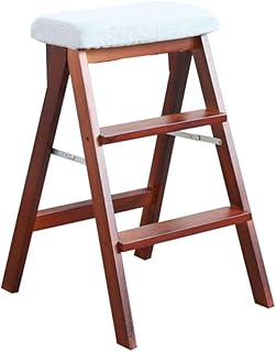 Outdoor Home Dual-Purpose Step Stool,3 Steps Step Stool-Brown Leg Steps Stool Multifunctional Kitchen Office Use Ladder Chair with 3 Steps - Blue