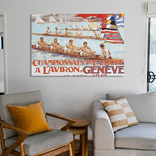 Posters European Rowing Championships Vintage Art Poster Sports Poster Rowing Poster Wall Art Paintings Canvas Wall Decor Home Decor Living Room Decor Aesthetic 24X36Inch(60X90Cm) Frame-Style #TOP5