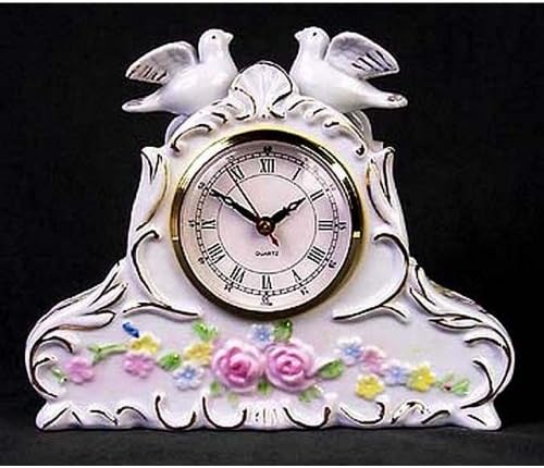 2 Doves Porcelain Tabletop Clock