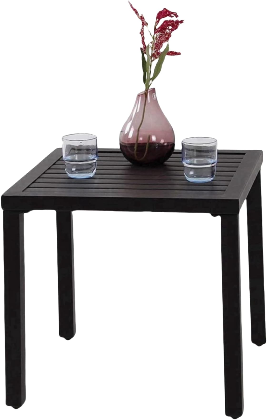 MFSTUDIO Garden Table, Metal Square Coffee Table, Tea Bistro Side Table, Small Outdoor Table, Weather Resistant, Black