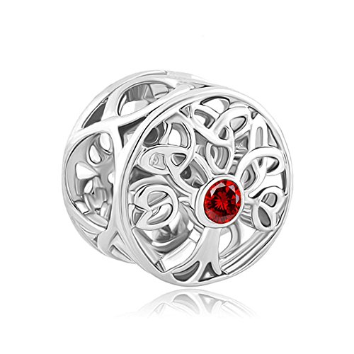 LovelyJewelry Sterling Silver Tree of Life Celtic Knot Charm JAN-DEC Simulated Birthstone Beads for Bracelet
