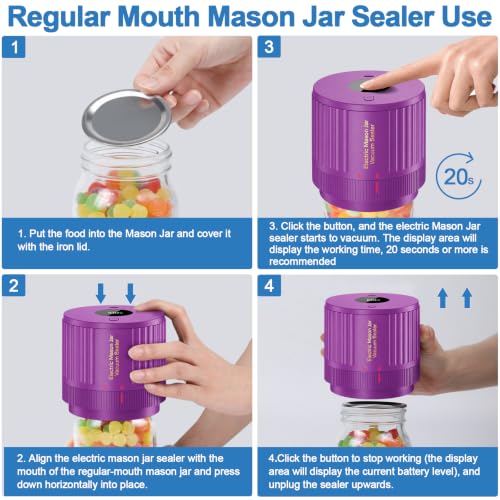 Image of LOVE MOMENT Electric Mason Jar Vacuum Sealer Kit - Cherry Red | for Wide Mouth and Regular Mouth Mason Jar