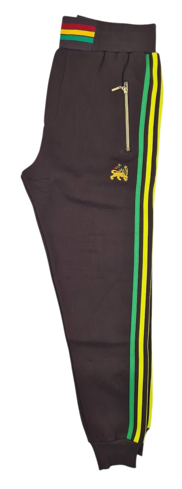 Time Is Money - Set tuta da uomo Rasta, con cappuccio e pantaloni da jogging, con cerniera intera, dettagli a righe rasta, abbigliamento casual streetwear