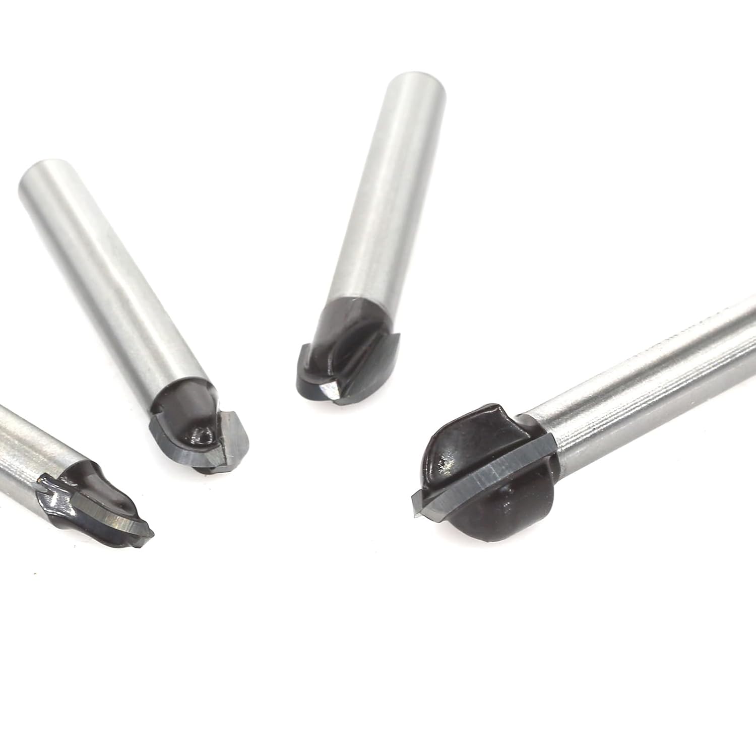 4Pcs Core Box Router Bit Set,1/4 Shank Radius 1/8",5/32",3/16",1/4",Half Round Groove Router Bit,Round Nose Bis,Double Edging Cove Bits for Wood Grooving