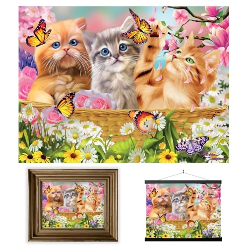 3D LiveLife Affiche murales lenticulaires Chatons Amusants de Deluxebase. Poster chat 3D sans cadre. Décoration murale parfaite. Oeuvre originale sous licence de l'artiste renommé, Michael Searle