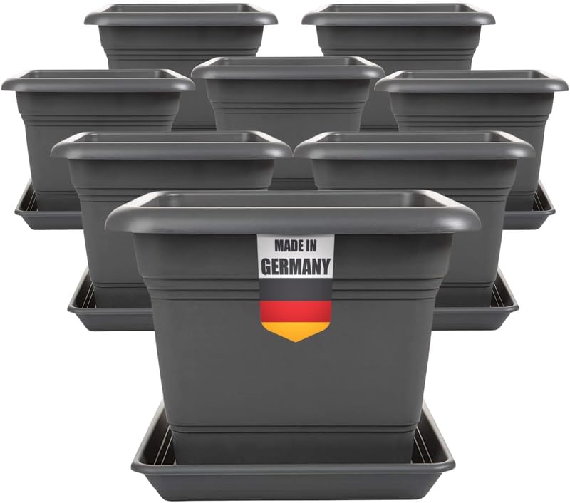 2friends Pflanzkübel GroÃŸ AuÃŸen 40x40 cm â€“ 8er Set Anthrazit