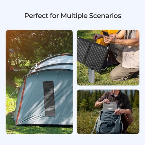 Renogy Solarpanels, E.Flex 30W tragbares, faltbares Solarpanel-Ladegerät, Schnellladung für iPhone, iPad, Laptop, Powerbank, mit USB-C-/USB-A-/DC-Anschlüssen, leichtes IP67-Gerät für Camping, Wandern