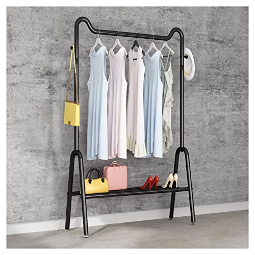 Tringle à vêtements en métal noir 80cm avec étagère de rangement