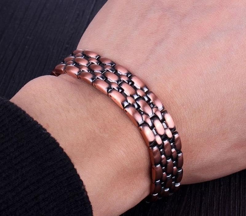 Image of Copper Magnetic Bracelet for Men - Stylish & Adjustable Pure Copper Therapy Bracelet with Sizing Tool