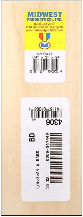 1/4x3x24 Basswood