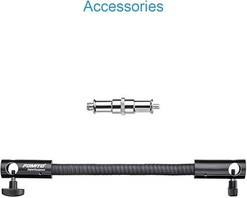 Miniatura 9 de Fomito Poste de extensión de brazo flexible de 12.5 pulgadas/12.6 in con tornillo convertidor de 1/4-3/8 pulgadas para anillo de luz marco/panel