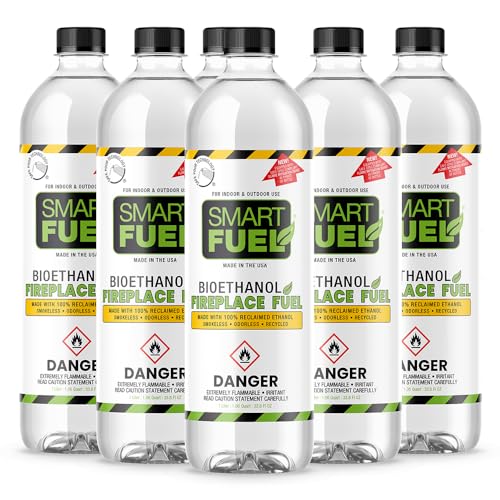 Smart Fuel Bioethanol Fuel for Fireplaces and Stoves - 1 Liter (Pack of 6)