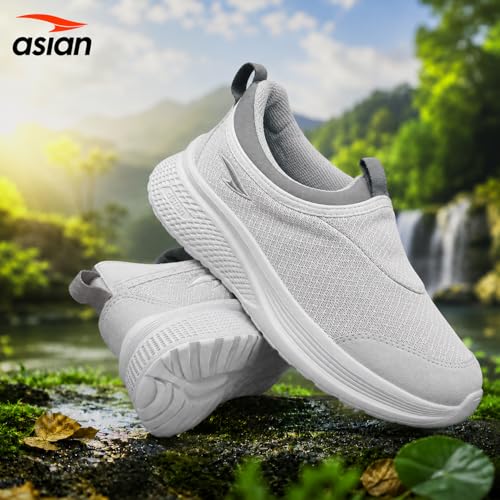Image of ASIAN Wonderwalk-31 Men's Walking Shoes | Slip-On Daily Walk Trainer with Breathable Knit Mesh, Memory Foam Comfort & Lightweight Design