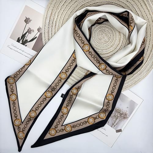 Head Scarf Hair Neck Scarves Elegant Oblique Angle Satin Scarfs Purse Handbag Scarfs Premium Silk - like Silky Long Thin Satin Scarves for All Seasons and Occasions2