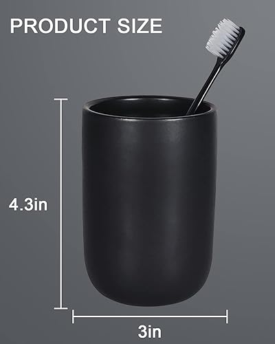 Miniatura 2 de Soporte para cepillos de dientes negro mate, 2 soportes de cerámica para cepillos de dientes y pasta de dientes, soporte organizador de cepillado de