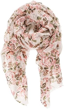 Scarf for Women Lightweight Floral Flower Scarves for Spring Fall Winter Shawl Wrap (P011-11)