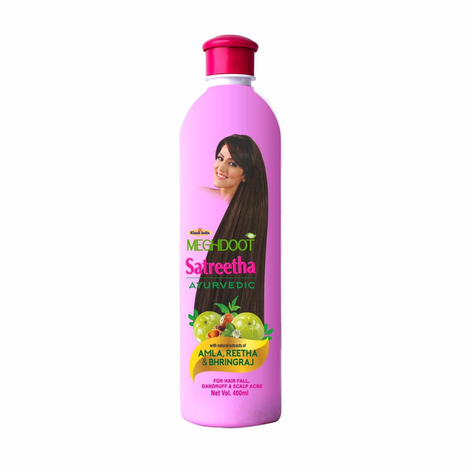 Meghdoot Ayurvedic Satreetha Shampoo Enriched With Natural Extracts of Amla, Reetha & Bhringraj For Hair Fall Control & Scalp Acne, Healthy & Strong Hair, Men & Women, 400ml (Pack of 1)