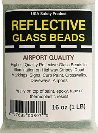 Reflective Glass Beads (1 LB Bag) | for Road Marking, Curb Paint, Traffic Paint, Pavement Striping, Parking Lots, Crosswalks, Driveways, Airports, Traffic Signs, Painting, Arts & Crafts