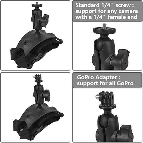 Miniatura 3 de Soporte de correa de hombro para cámara GoPro con cabeza de bola giratoria de 360, rosca de 14 pulgadas, compatible con GoPro Hero, DJI Osmo Action,