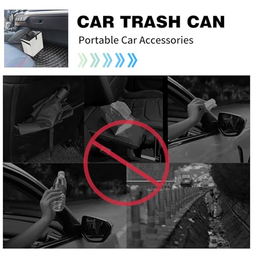 Image of Homelove Car Trash Can, Leak-Proof Waterproof Trash Bin Collapsible Portable Auto Garbage Bag Large Capacity Trashcan Storage Bag Multipurpose Car Organizer Hanging (White)