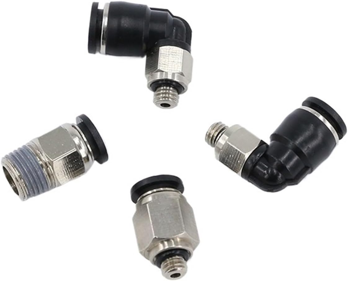 12PCS Mini connector pneumatic mini air pipe quick PL4-M3 thread straight through PC4-M5 elbow 6-M5 right angle(PL-C4-02)