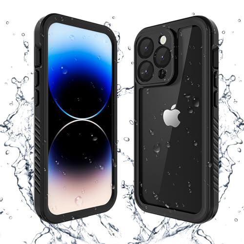 Lanenas for iPhone 14 Pro Max Case 14 Pro Max Waterproof Case with Built-in Screen Protector Full Body Heavy Duty Phone Case Dustproof Shockproof Case Cover for iPhone 14 Pro Max 6.7inch Black