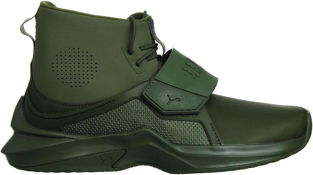 PUMA Fenty by Rihanna Ignite Green Leather Lace Up Womens Trainers 190398 02