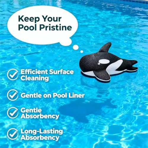 Fuovt Orca Whale Hot Tub Scum Absorber - 3D Mesh Scum Sponge for Hot Tub, Multi-Functional with Rope & Suction Cup, Machine Washable Hot Tub Cleaning Tool for Indoor Outdoor Swimming Pools & Spas - Thumbnail 5
