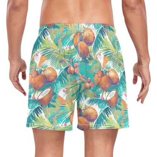 Tropical Summer Coconuts Men Swim Trunks Men's 2In1 Swimwear with Pockets Quick Dry Elastic S2