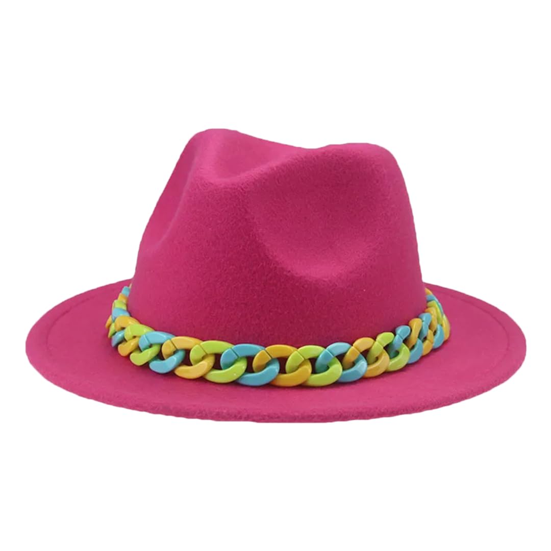 Czapki dla kobiet dzieci chłopcy dziewczęta Panama jednolity łańcuch kapelusz fedora czapki dziecięce sombreros róża czerwony 52-54 cm (dzieci), różany czerwony, S