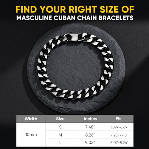 Image of Link Chain Bracelet for Men : Durable Stainless Steel Men's Bracelets,Sweatproof Curb Wrist Chain,Waterproof Hip Hop Graduation,Birthday,Holiday Jewelry Gift for Boyfriend Husband Son Father Friend