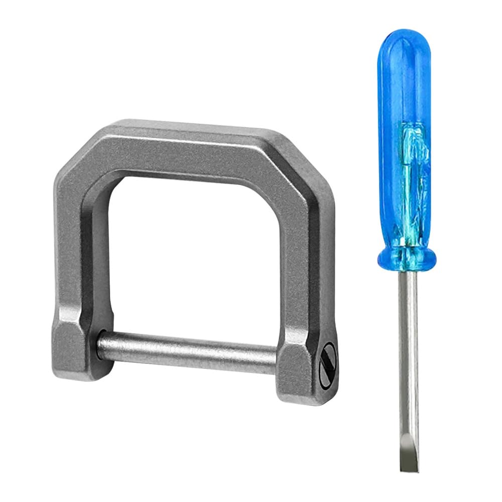 DONGKER Titanium Key D Ring,Small Titanium Key Ring with Screw Shackle & Screwdriver for Keychains, Car Key Chain Ring