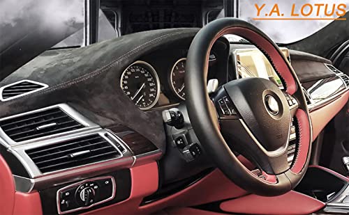 Image of Y.A. LOTUS Black Microfiber Fabric Self-Adhesive Suede Look 16.5in x 59in, Self-Adhesive Suede Decorative Film for Car, Premium Synthetic Leather