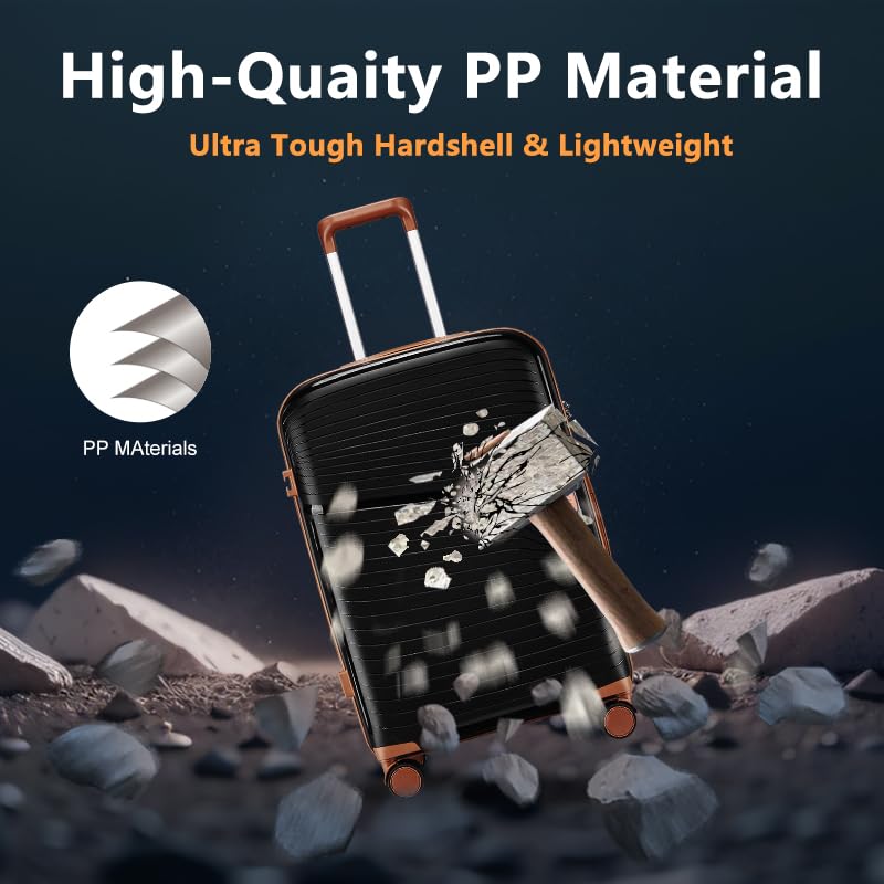 Carry on Luggage,PP Hardshell Travel Luggage Set with TSA Locks, Suitcase with Spinner Wheels, YKK ZippersLightweight Rolling Luggage (Dark Green)2