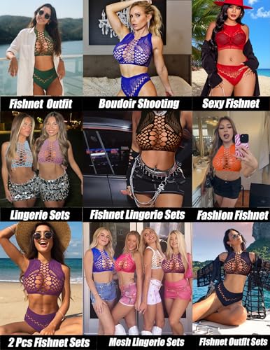 Image of Avidlove Womens Fishnet Lingerie for Women Sexy Two Piece Lingerie Set Stripper Outfit