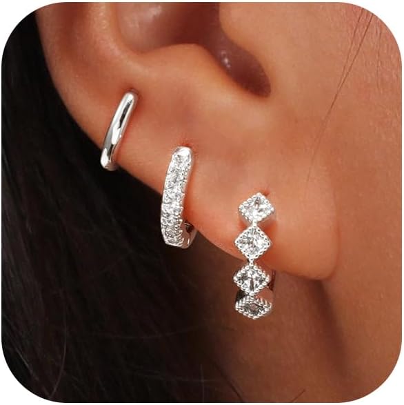 14K Gold Plated Chunky Hypoallergenic Diamond Cartilage Hoop Earrings