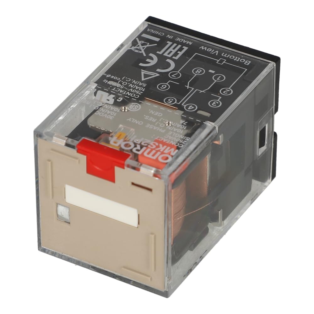 MKS2PI 110AC | MKS2PI AC110 | 376681 | OMRON Relay, Plug-in, 8-PIN, DPDT, 10 A, MECH Indicator, Test Button, 110VAC